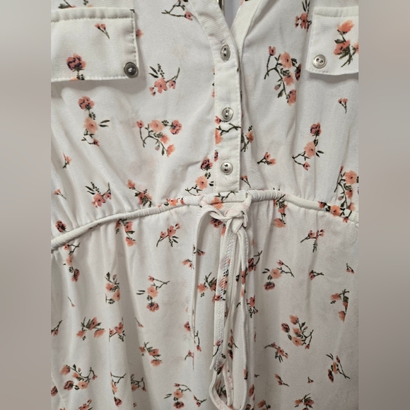 Sirenlily Maternity Floral Tunic Blouse Long Sleeve Drawstring Waist Size Large - Picture 2 of 5